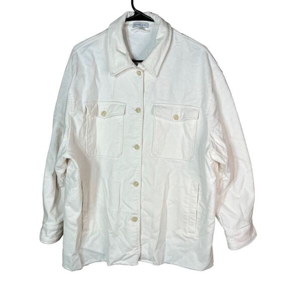 Gianni Bini white Corduroy Button Down Shirt Jacket Size Large - Picture 1 of 11